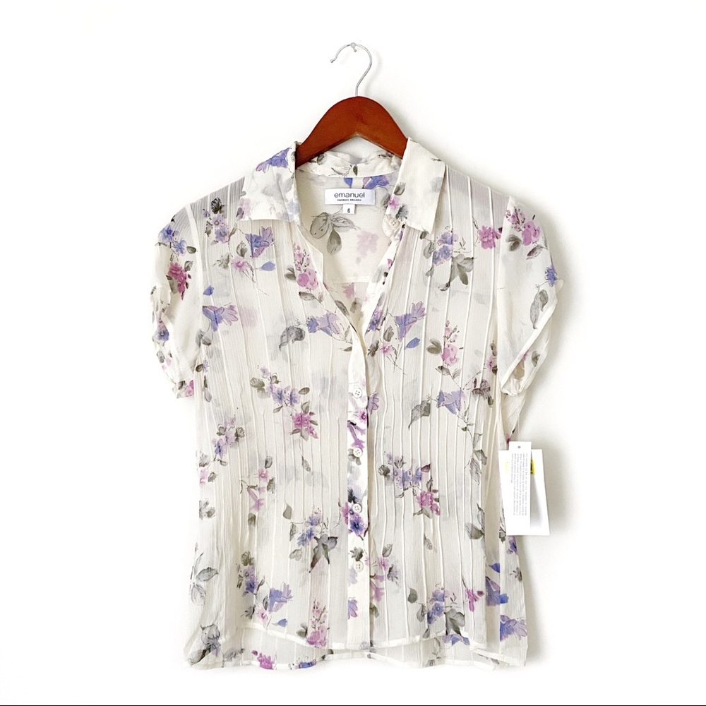 Silk sheer floral blouse